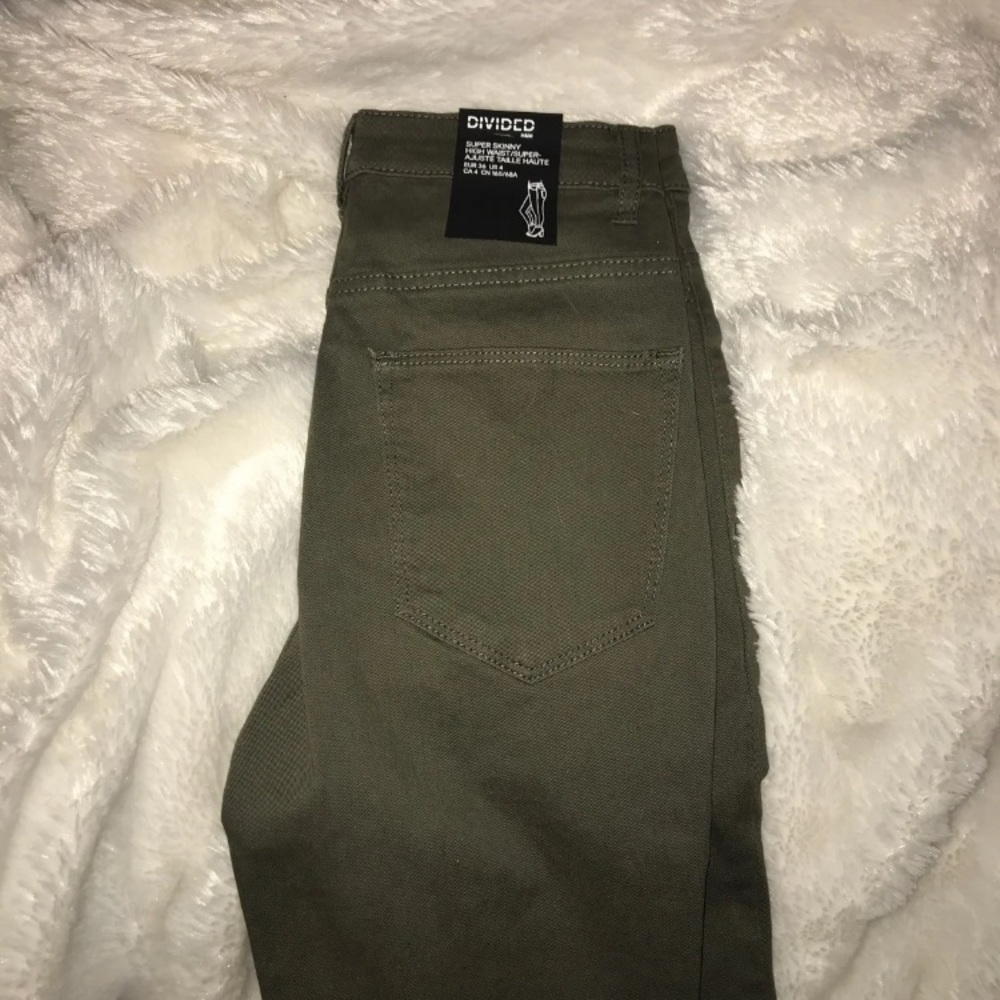 Army green skinny jeans